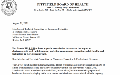 Dr. Kulberg, Chair of Pittsfield Board of Health’s letter in Support of MA Commission to Investigate 5G and Wireless Radiation